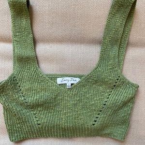 Green sweater crop top